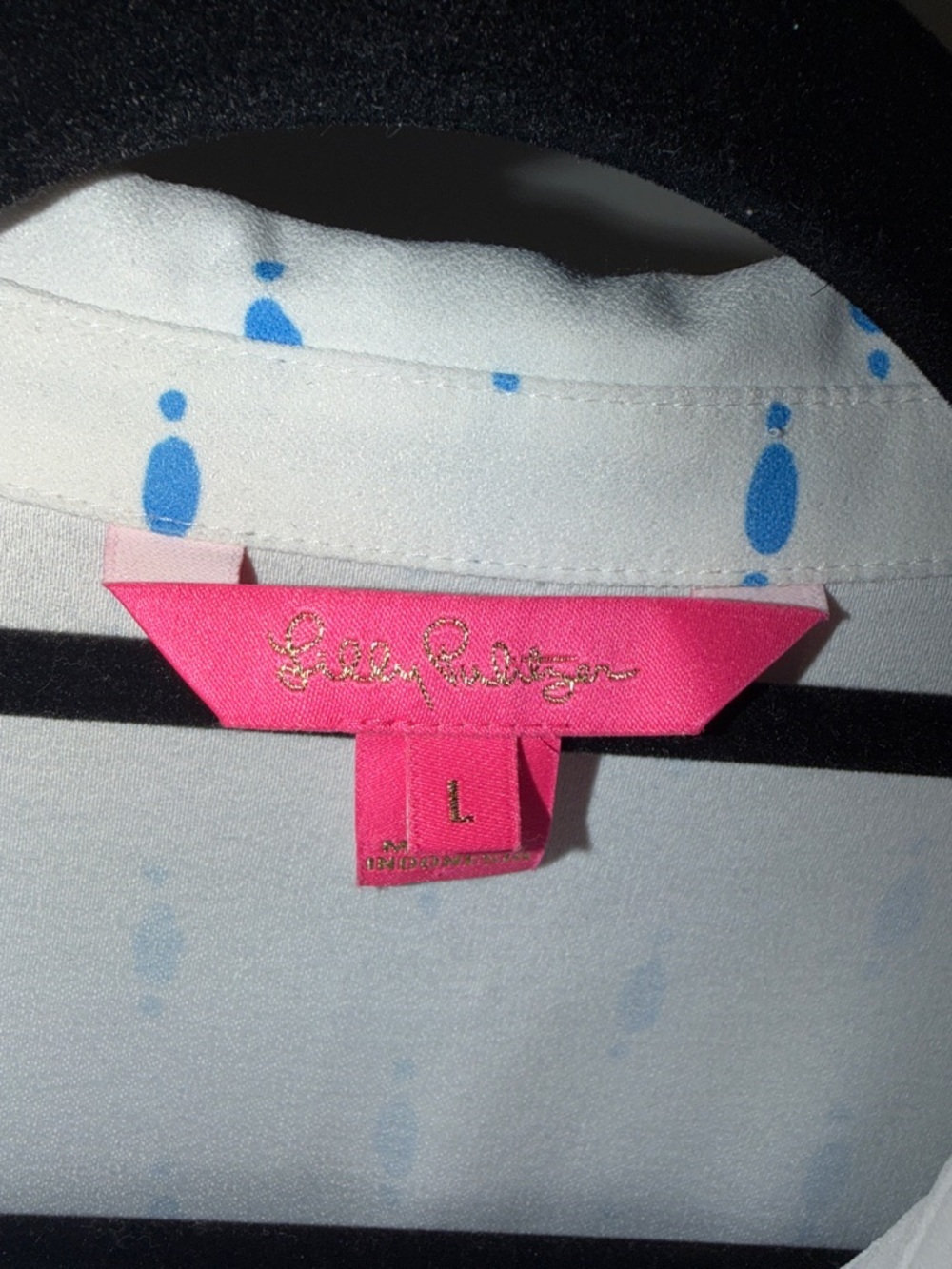 Lilly Pulitzer White Blouse with Green & Pink Botanical Border - Picture 3 of 13